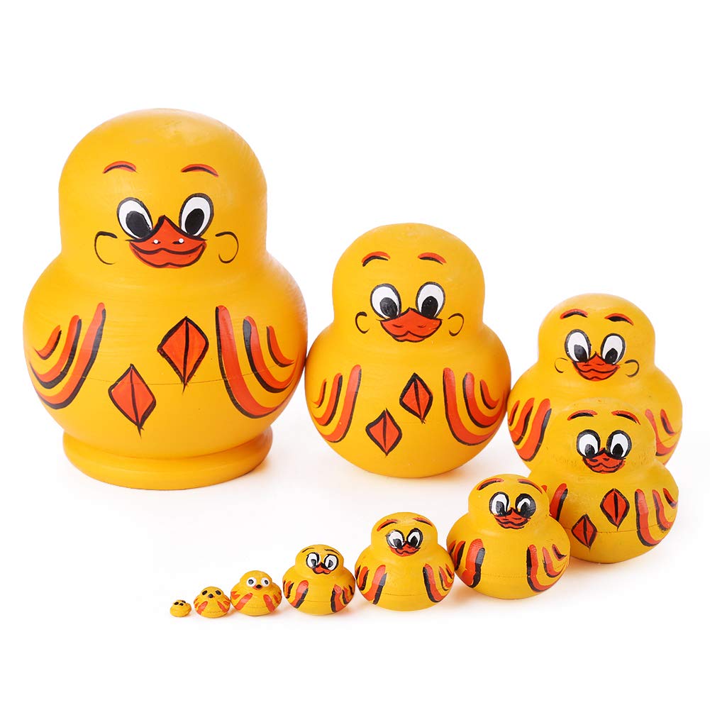JACE 10-piece yellow duck nesting dolls outer view for elegant desk decor