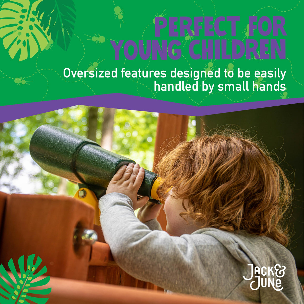 Jack and June durable polyethylene construction resists sun and rain for long outdoor use