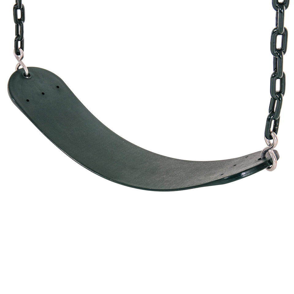 Jack and June green belt swing with 80-inch chains for easy backyard setup