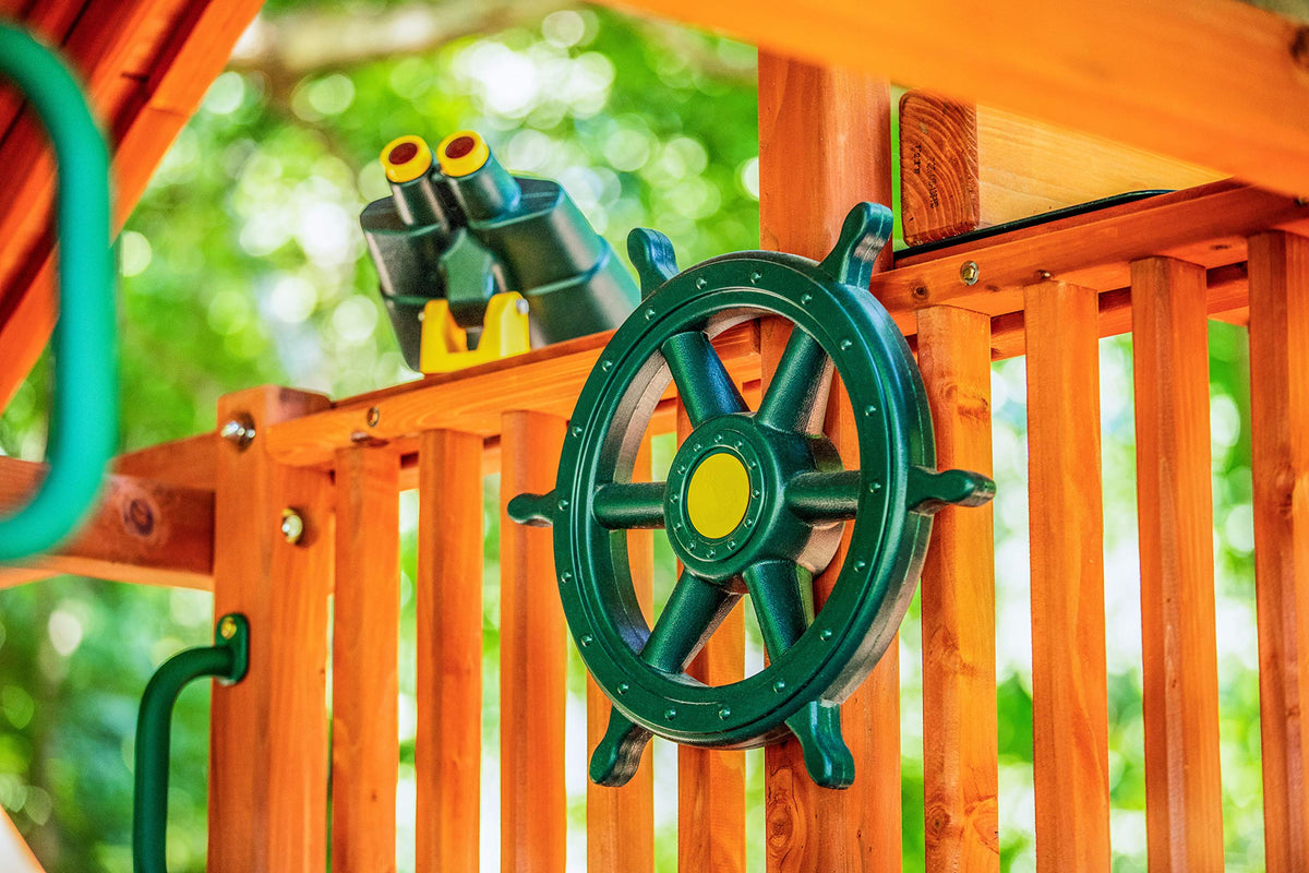 Jack and June Ship Wheel close-up shows sturdy polyethylene build.