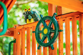 Jack and June Ship Wheel close-up shows sturdy polyethylene build.