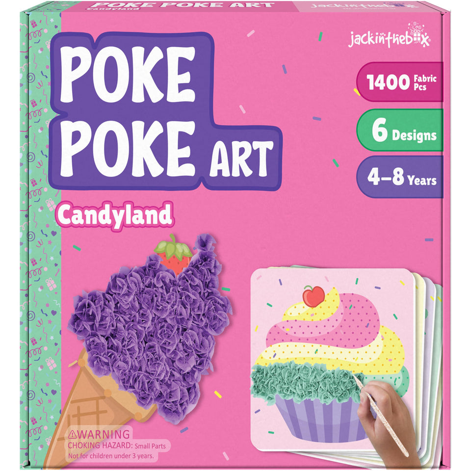 jackinthebox Poke Poke Art Candyland cupcake design sparks creativity and fine motor skills.