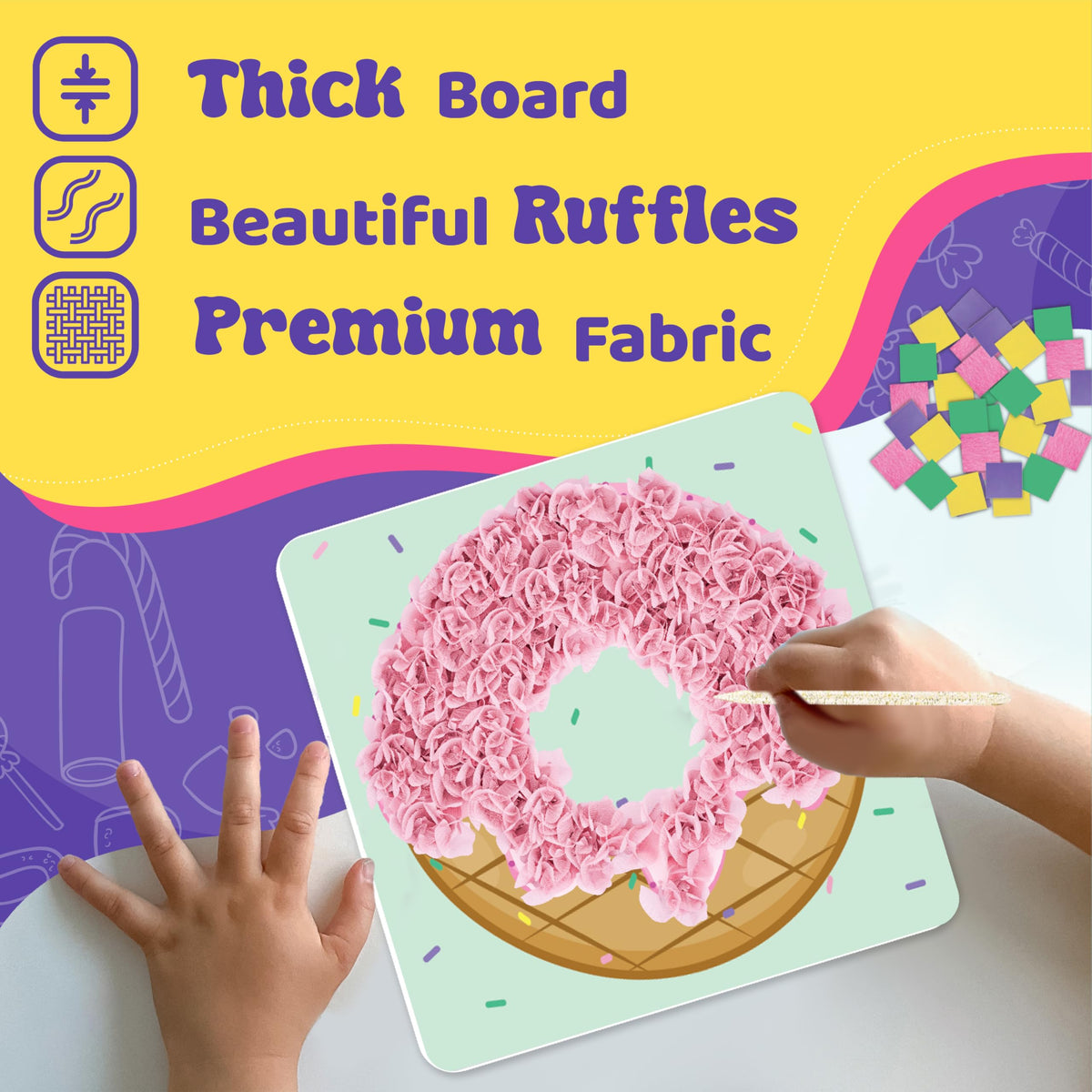 jackinthebox Poke Poke Art Candyland poke-sticks enable easy fabric placement.