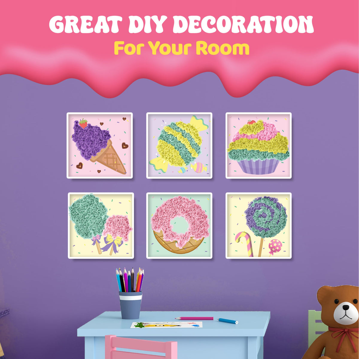 jackinthebox Poke Poke Art Candyland project display ready-to-hang wall art.
