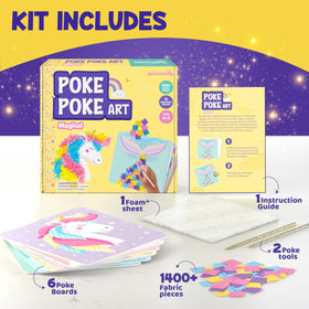 jackinthebox Poke Poke Art kit fabric squares offer colorful, reusable decorating options.