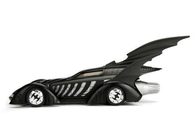 Jada Batman Forever Batmobile shows die-cast metal body and authentic surface detailing.