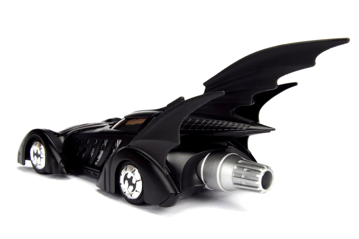 Jada Batman Forever Batmobile is ready for display as a centerpiece in a DC collection.