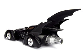 Jada Batman Forever Batmobile is ready for display as a centerpiece in a DC collection.