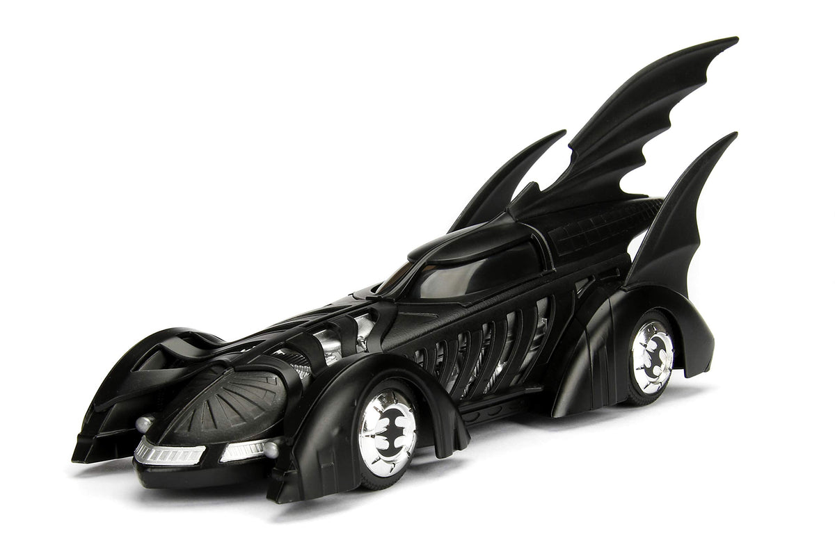 Jada Batman Forever Batmobile features durable die-cast body and premium rubber tires.