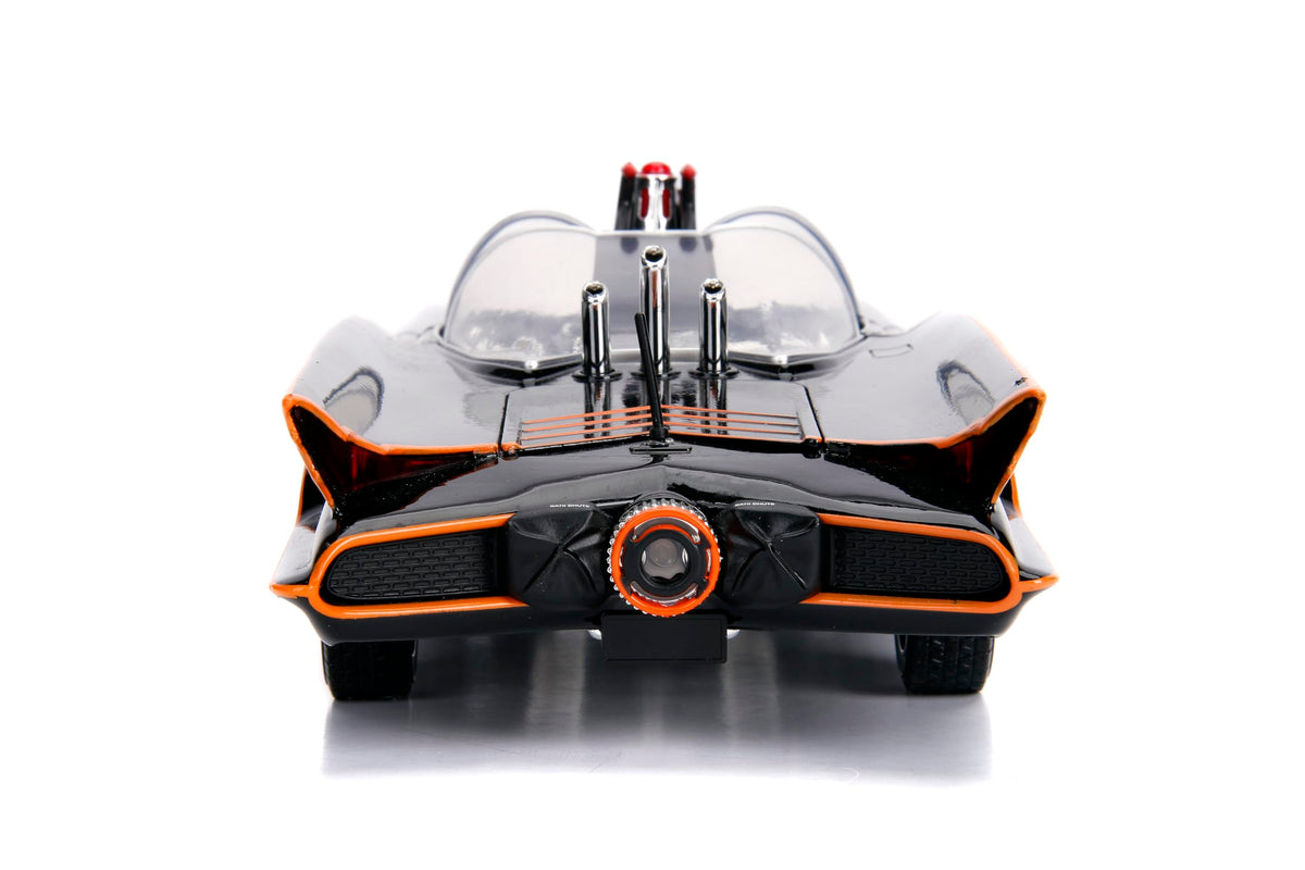 Jada Batmobile 1966 light-up feature elevates nighttime display appeal.