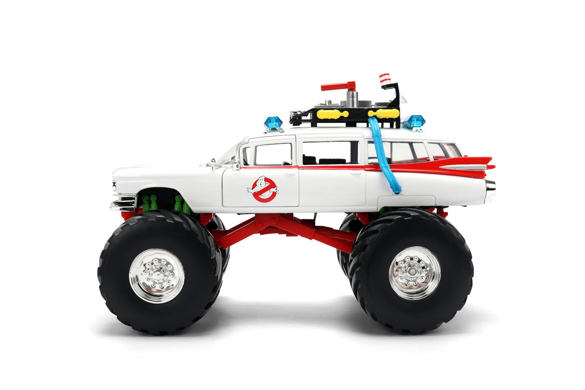 Oversized monster truck tires enhance realism and play value.