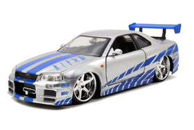 Jada Brian’s Nissan Skyline R34 box-front with iconic branding for collectors