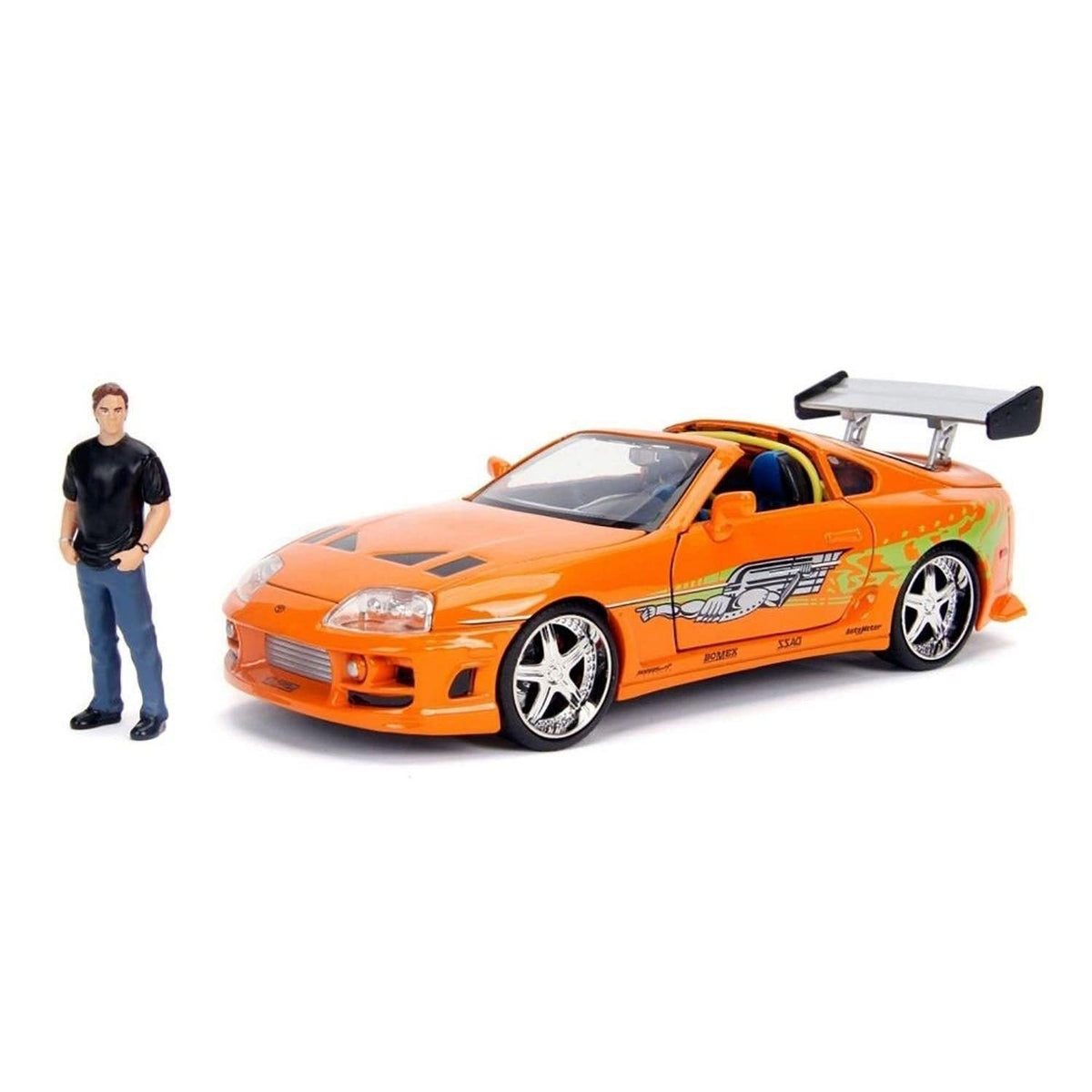 Jada Brian's 1995 Toyota Supra diecast body with premium finish for display.