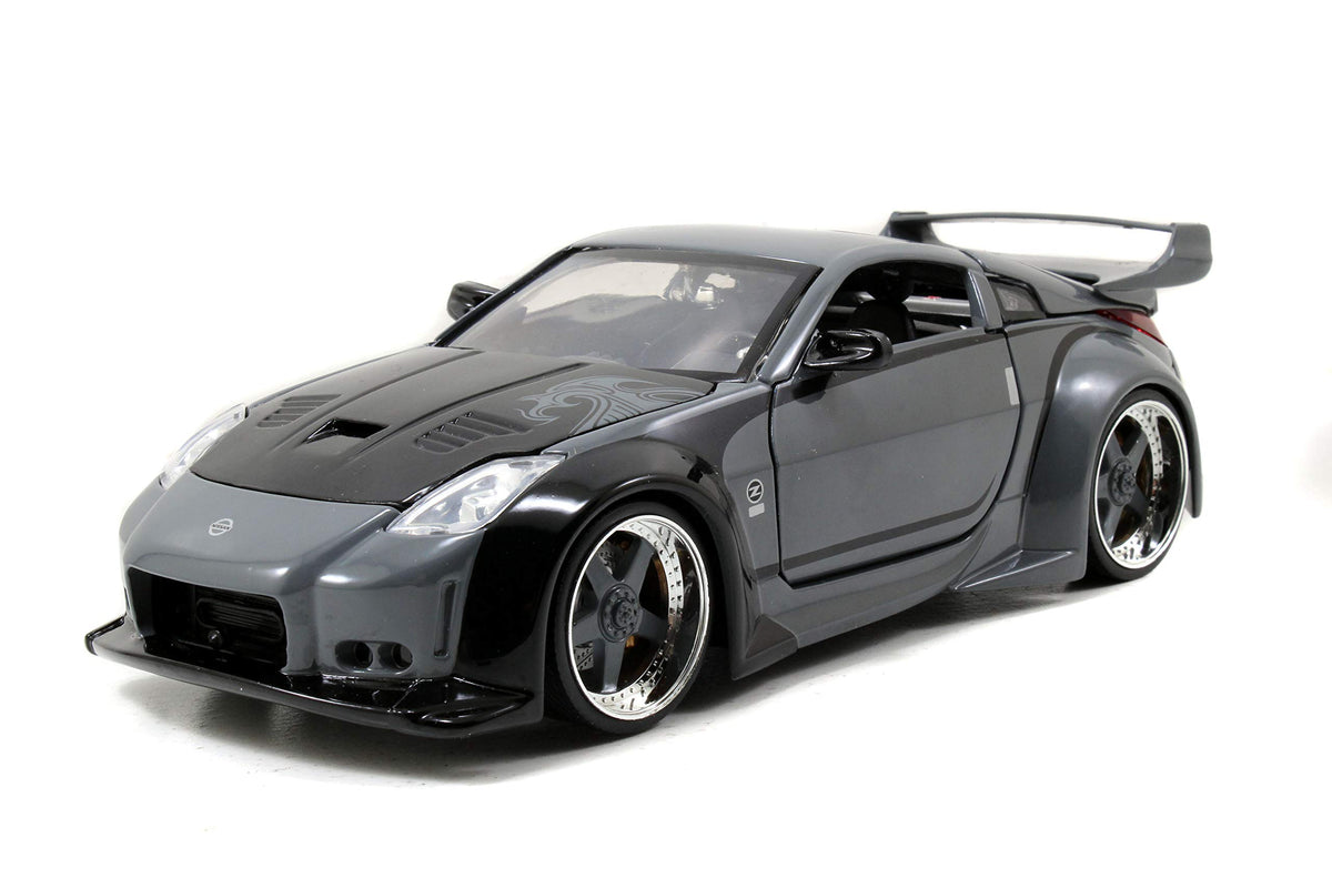 Jada Toys Fast and Furious Nissan 350Z rear view reveals detailed taillights and finish.