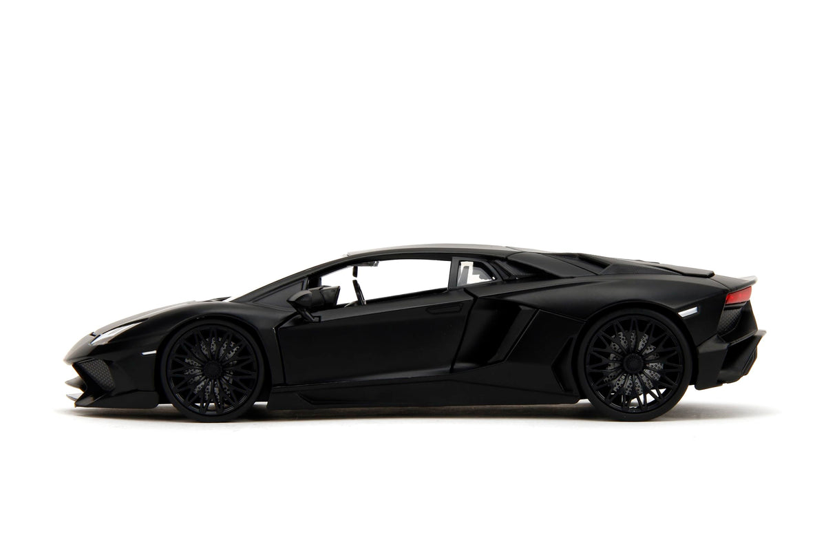 Jada Shaw's Lamborghini Aventador SV die-cast with rubber tires adds realism.