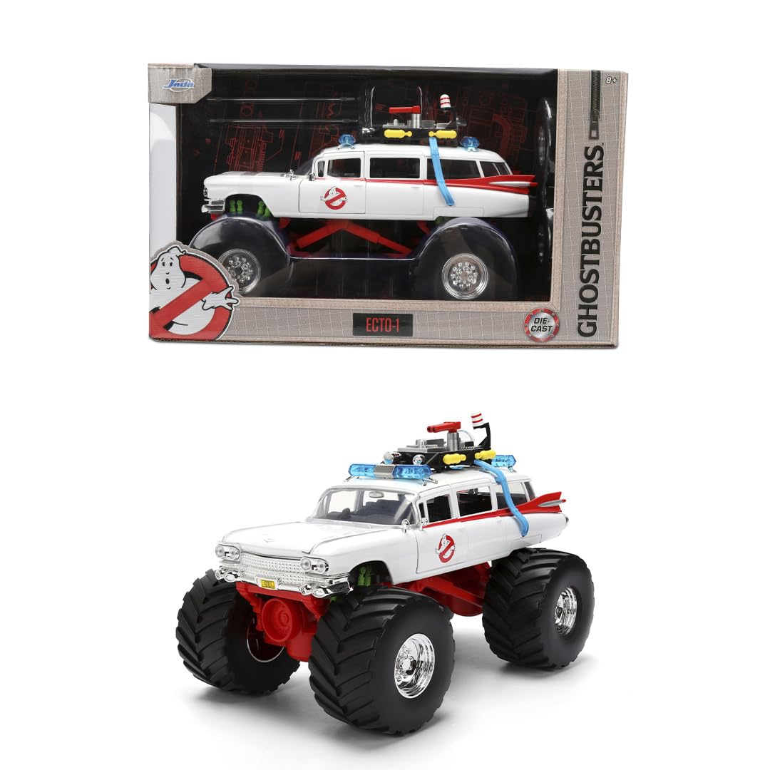Jada Ghostbusters Ecto-1 Monster Truck, 1:24 scale, opening doors for interactive play.