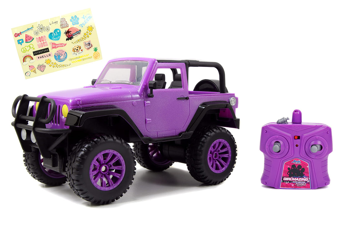 Jada Girlmazing Jeep Wrangler RC front view, ideal for imaginative outdoor play.