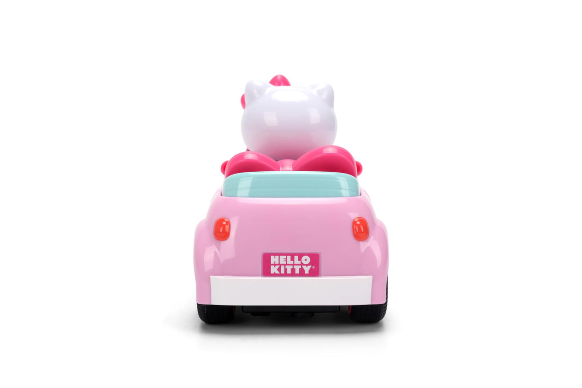 Hello Kitty car on a bedroom racetrack for indoor fun