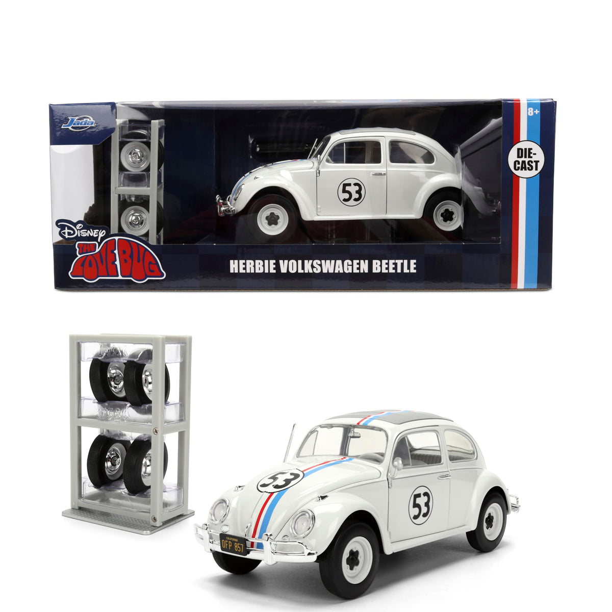 Jada Herbie Love Bug 1:24 die-cast on display for collectors