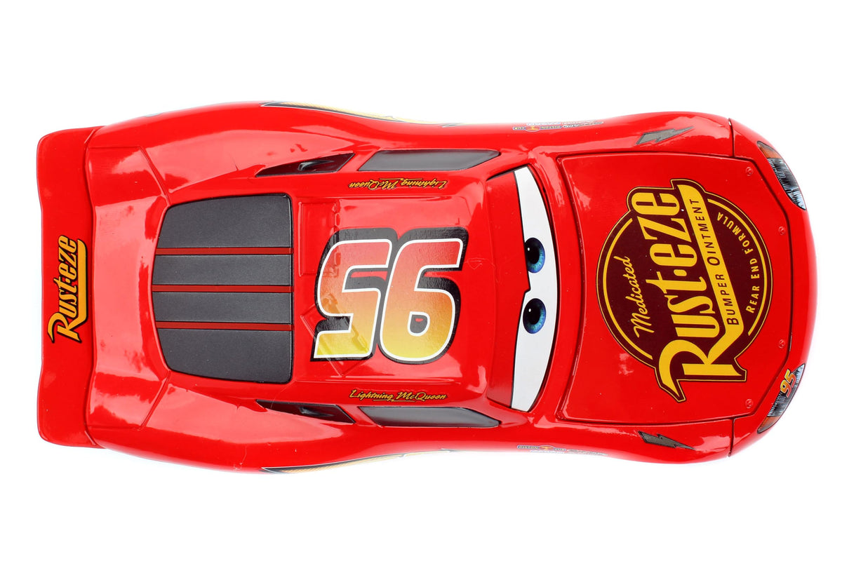 Jada Lightning McQueen tire rack setup with extra wheels for display