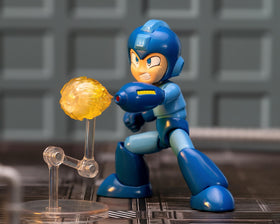 Jada Mega Man figure stand supports stable posing and display.
