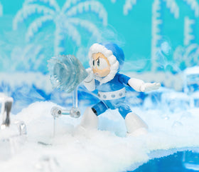 Jada Mega Man Ice Man stand included for stable posing