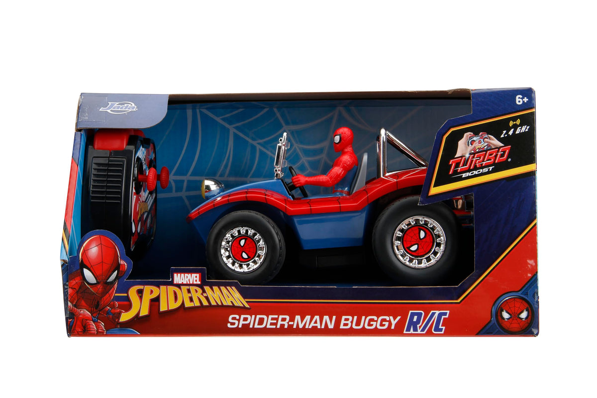 Jada Spider-Man Buggy full-function RC offers easy controls for beginner drivers.