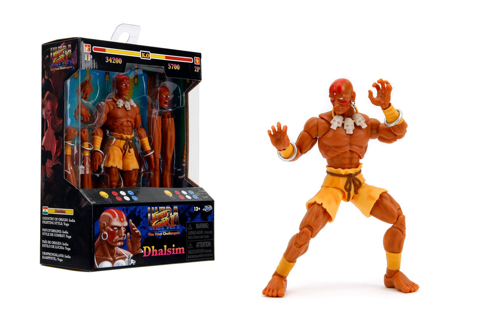 Jada Street Fighter 6 Dhalsim figure in 1:12 scale for display and poseability.