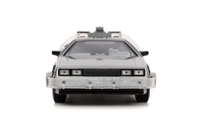 Detail of rubber tires on Jada Time Machine for realistic on-shelf presence