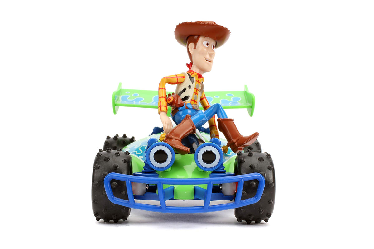 Jada Toy Story Woody RC car top shot highlighting scale and collectible appeal.