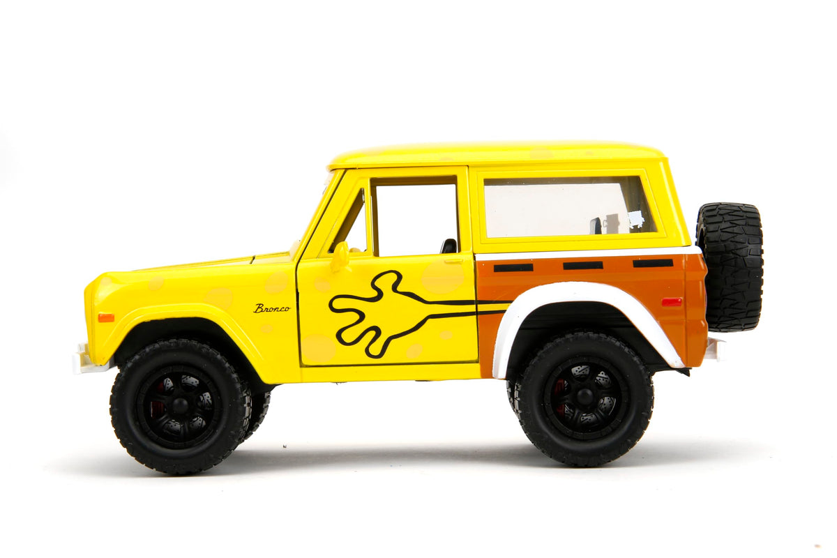 Jada Toys Hollywood Rides 1972 Ford Bronco opening trunk reveals interior access.