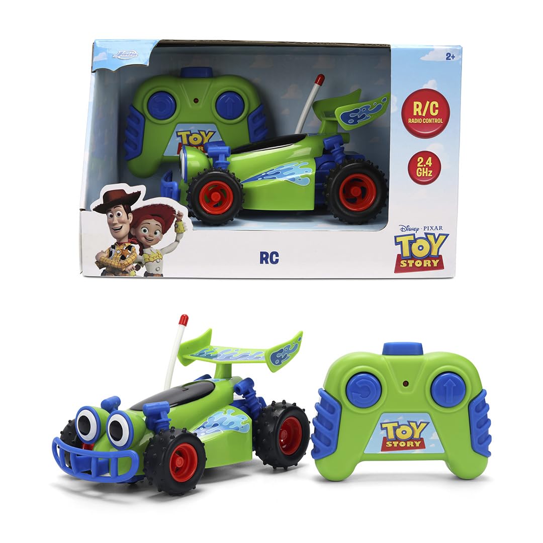 Jada Toys Toy Story RC Buggy in green body ready for indoor play.