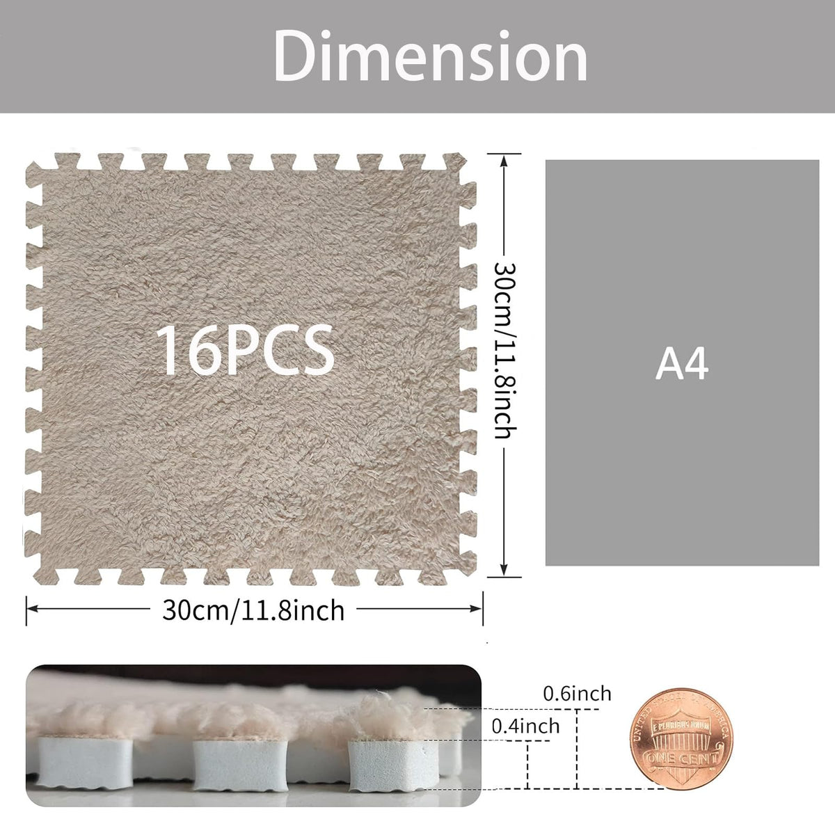 JADERLU 16pc mats in living room layout with khaki color