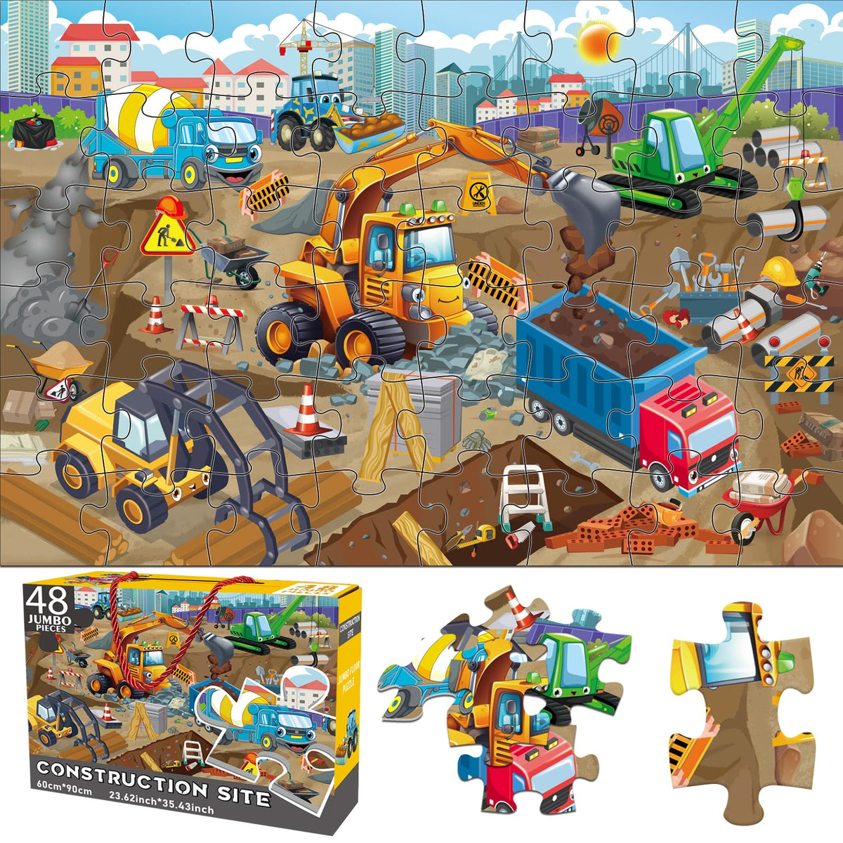 Jadeso construction-site puzzle bulldozer boosts hand-eye coordination and early problem solving.