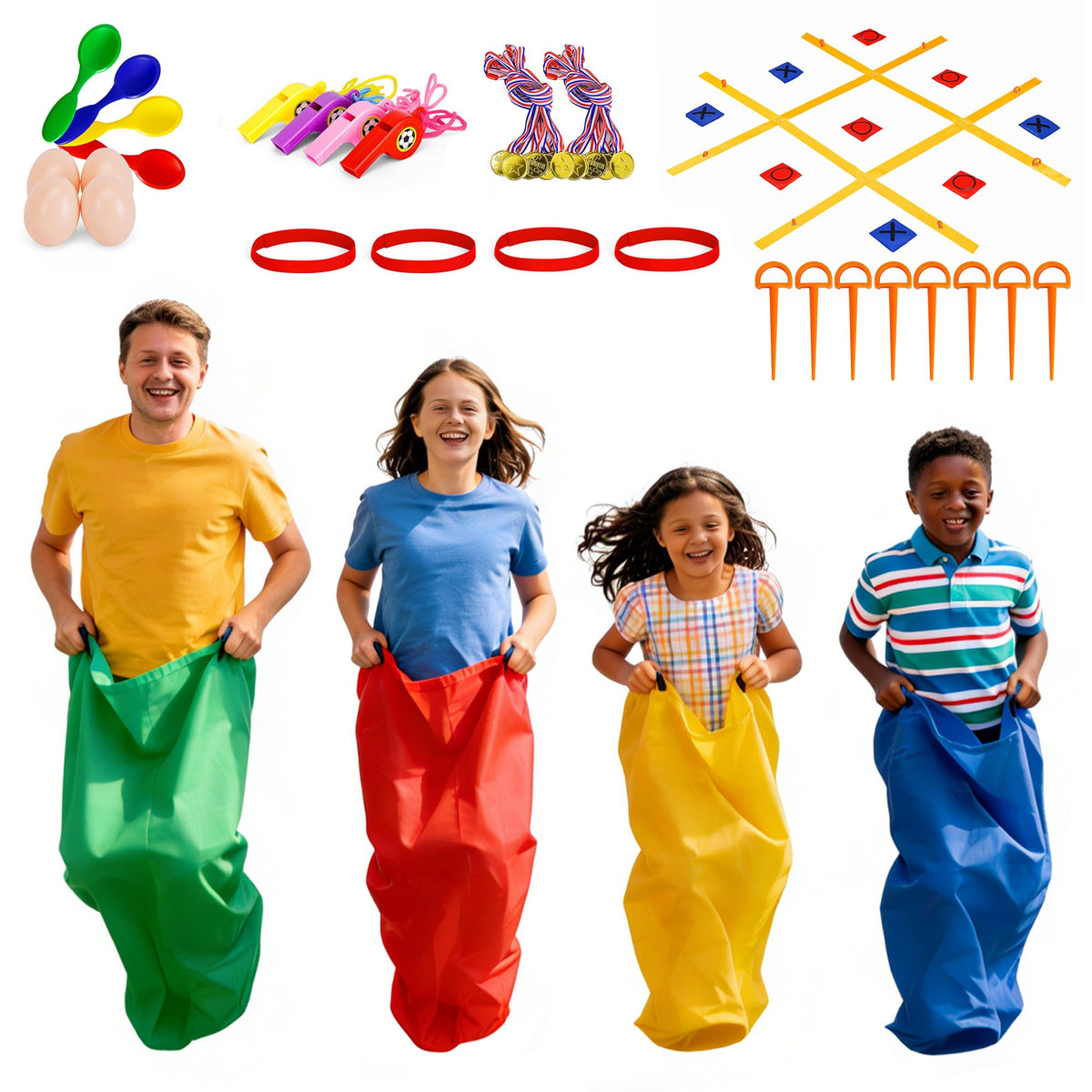 JAESITETER sack race bags in bright colors for backyard coordination fun