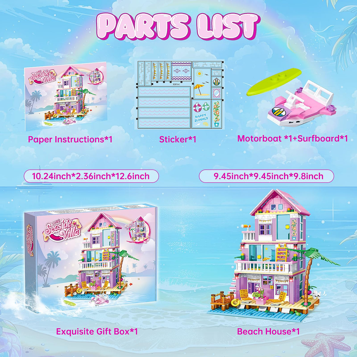JAEUZKJYDA Beach House Set lego-friends compatibility widens build options