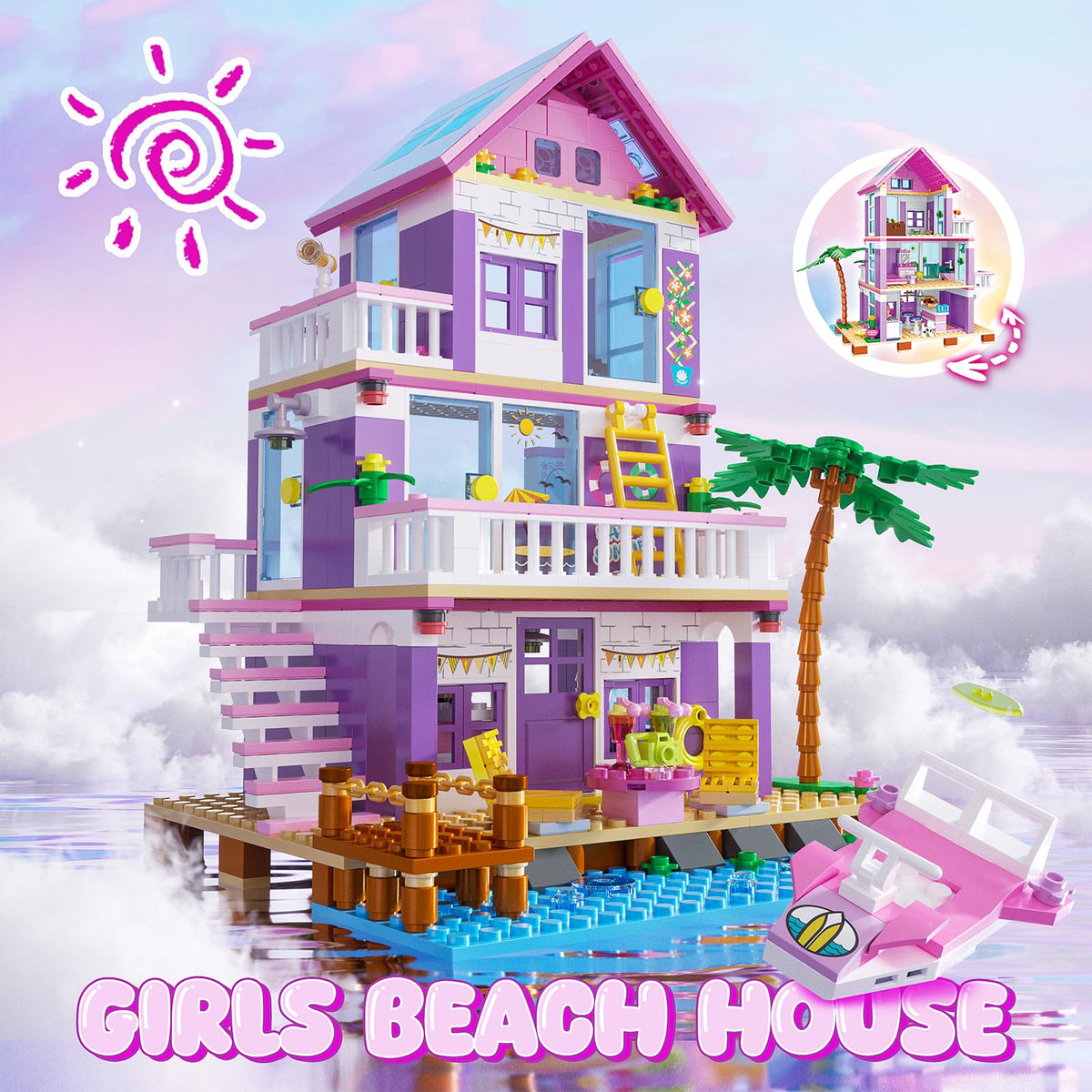 JAEUZKJYDA Beach House Set seaside bedroom-balcony inspires dream mornings by the waves