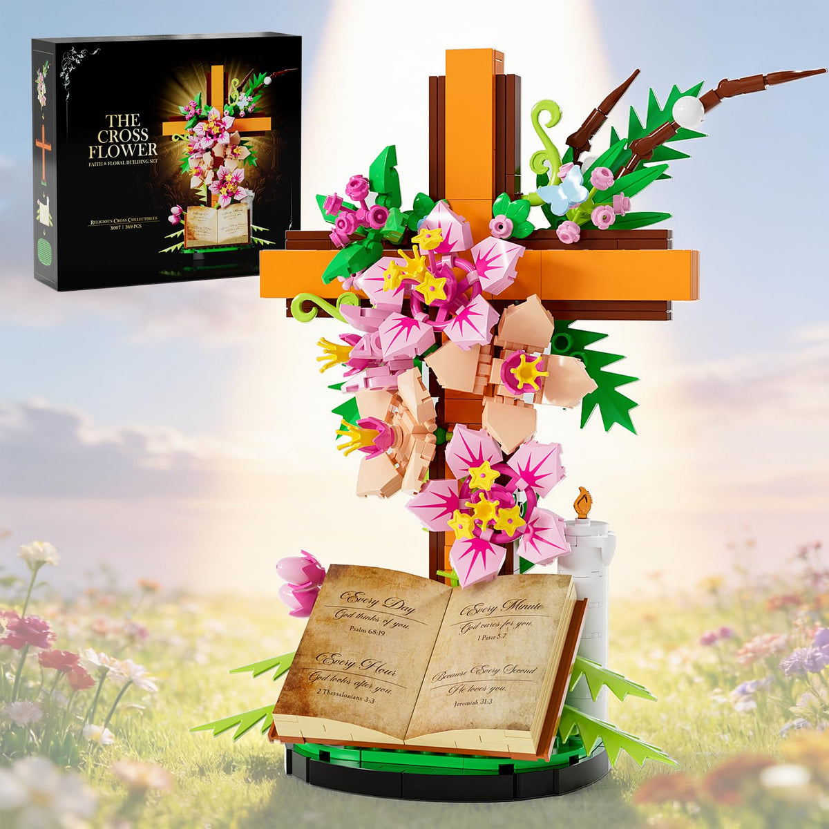 JAEUZKJYDA Jesus Cross Flower assembly shows detailed floral cross for elegant home décor.