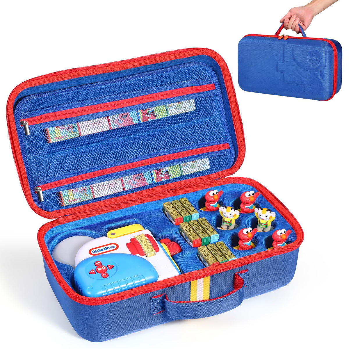 Jaffzora hard case interior grooves secure Little Tikes Dream Machine items during travel.