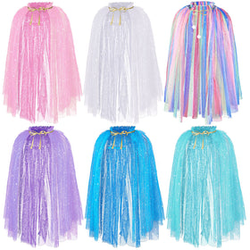 JaGely princess cape blue glitter close-up for pretend play and costume fun