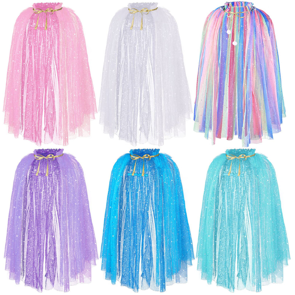 JaGely princess cape blue glitter close-up for pretend play and costume fun
