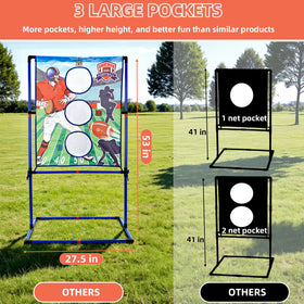 Jahenway football toss net pockets highlighting three wide scoring zones for improved aim