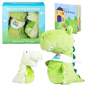 JAJOAGIA big brother dinosaur plush, 9.5 inches, comforting companion for new sibling moments.
