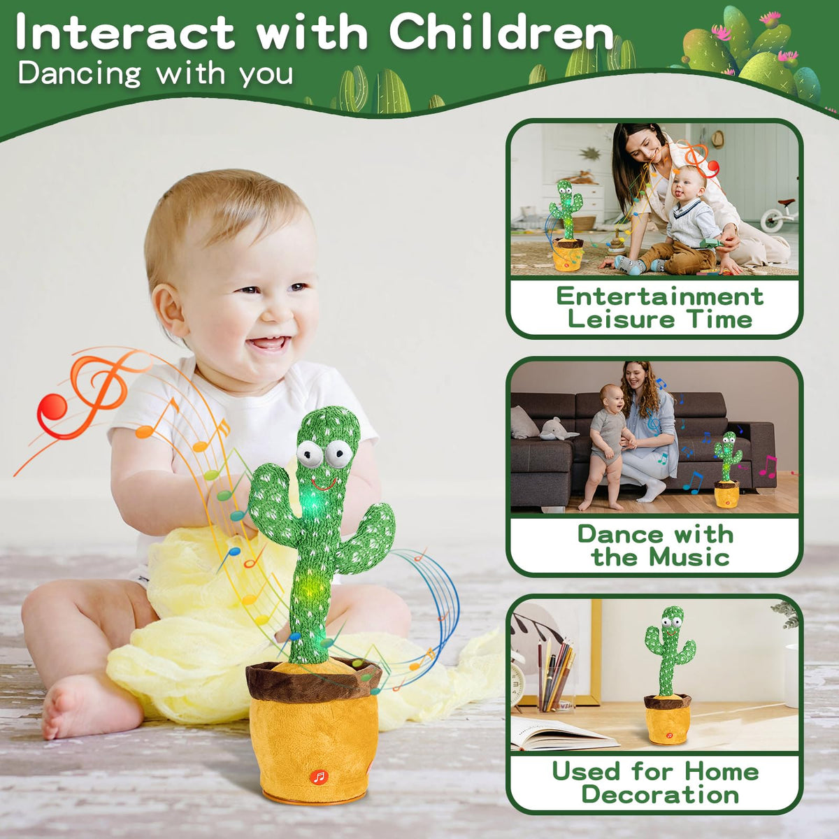 JAKCJFII Dancing Cactus toy battery compartment shows how to install AA batteries