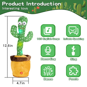 JAKCJFII Dancing Cactus toy singing action with 120 English songs showcased