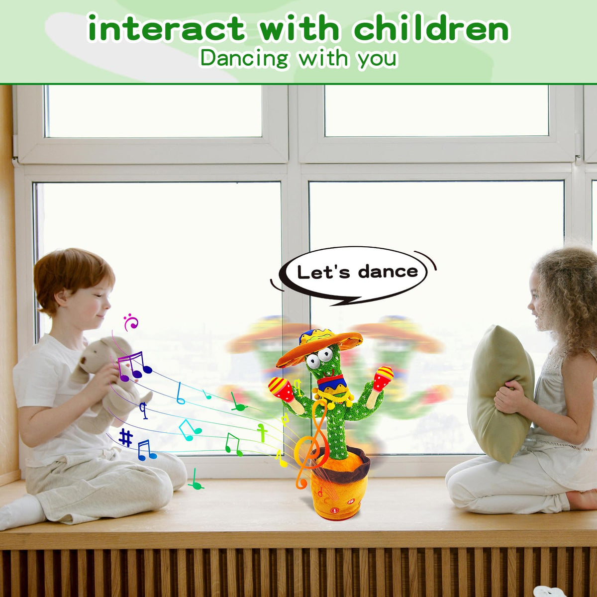 JAKCJFII Talking Cactus Toy soft plush material ensures safe, cozy play.