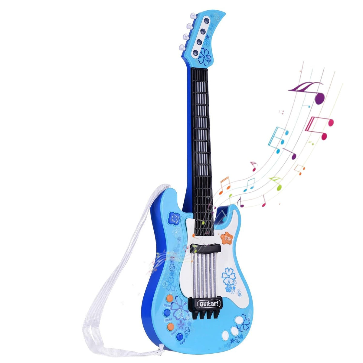 Jakeloo blue kids electric guitar with strap ready for playtime