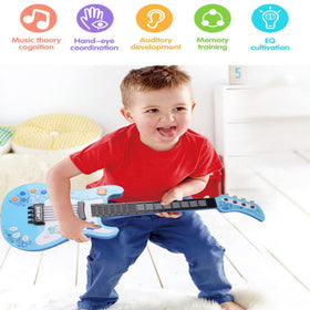 Jakeloo guitar showcasing built-in demos and flashing lights for engagement