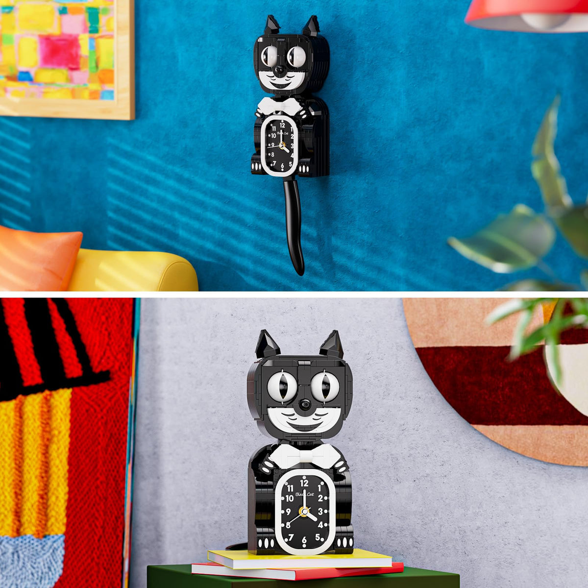 JAKI Cat Clock for wall or desk display enhances spaces