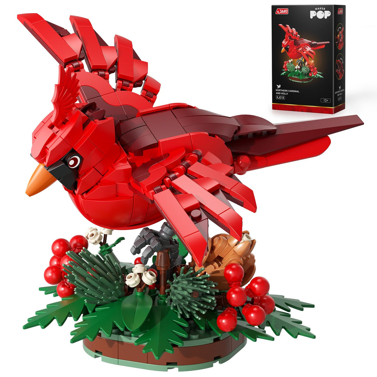 JAKI Northern Cardinal model with lifelike red plumage for display